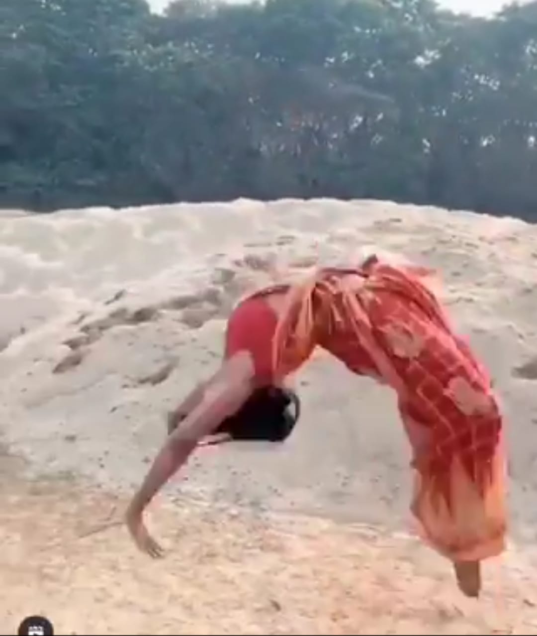women doing backfilip